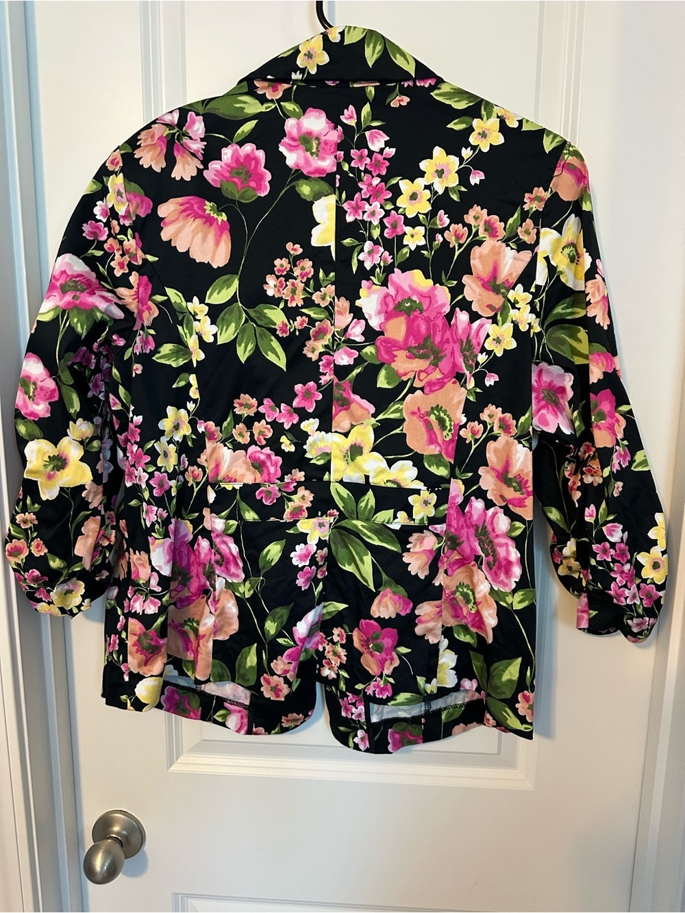 Avenue Black Blazer with Pink & Green Floral Print - Picture 2 of 4